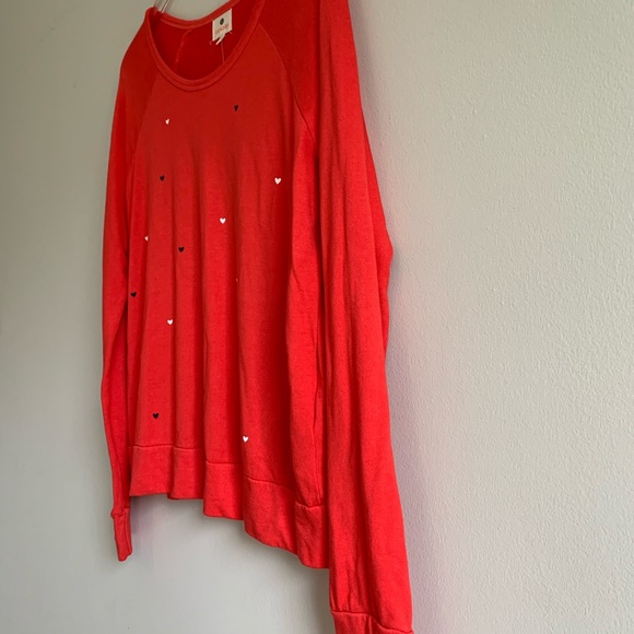 Sundry Raglan sleeve Heart print Sweatshirt Cherry - Picture 5 of 13